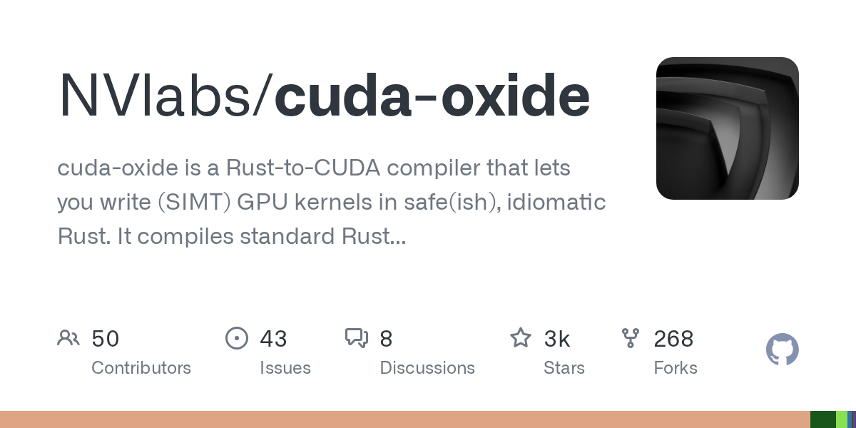 NVlabs/cuda-oxide 仓库：GitHub 上 3k star，处于 early alpha