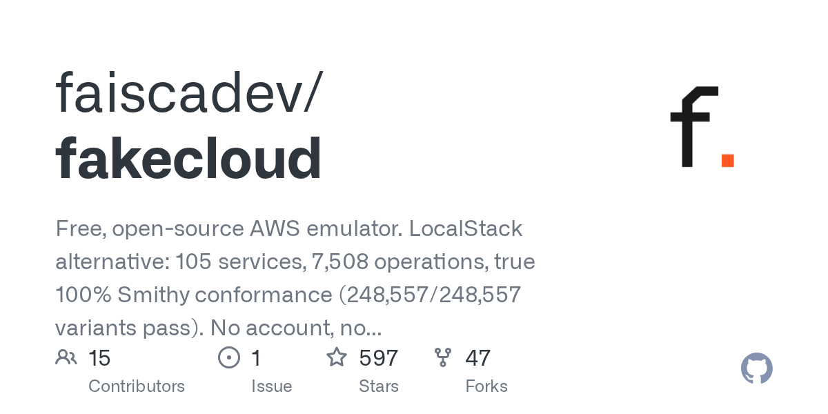 fakecloud GitHub 仓库卡片