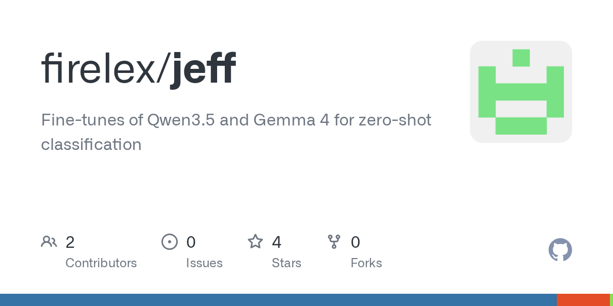 Jeff 仓库：Qwen3.5 与 Gemma 4 微调的零样本分类决策模型