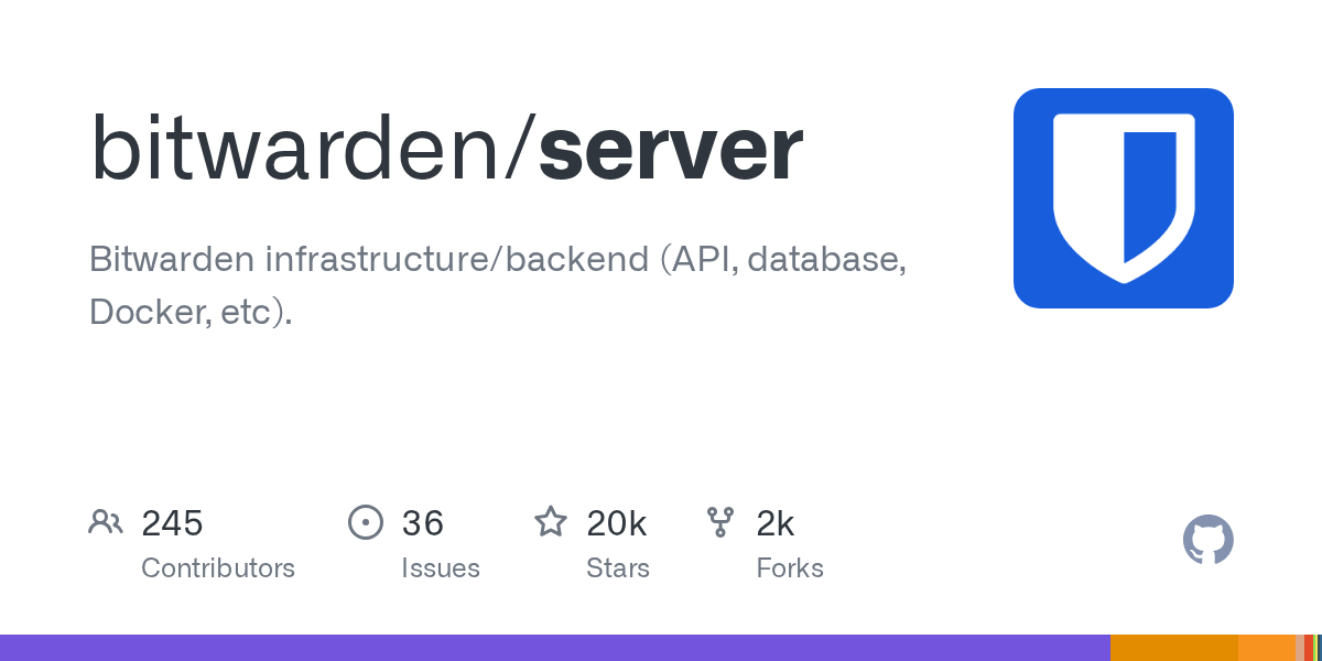 Bitwarden server 仓库：服务端与基础设施，AGPLv3
