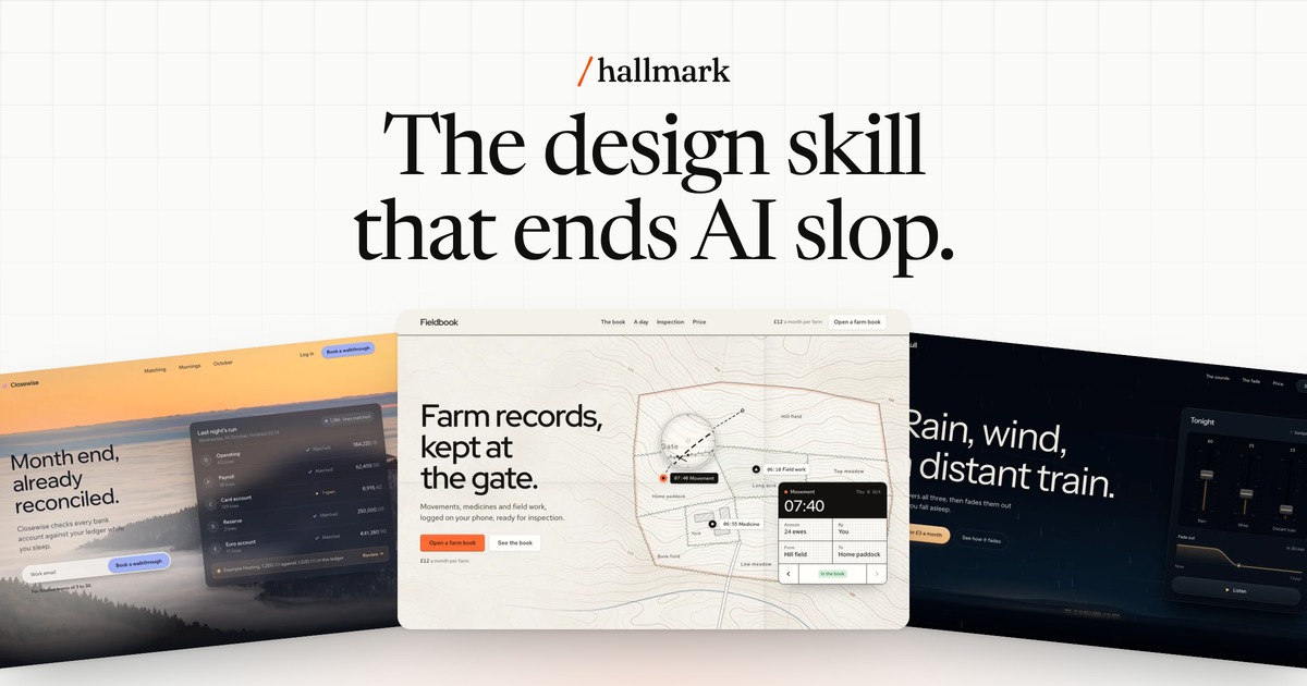 Hallmark 设计技能解读：四十八条门禁管住编码智能体的 AI slop 封面