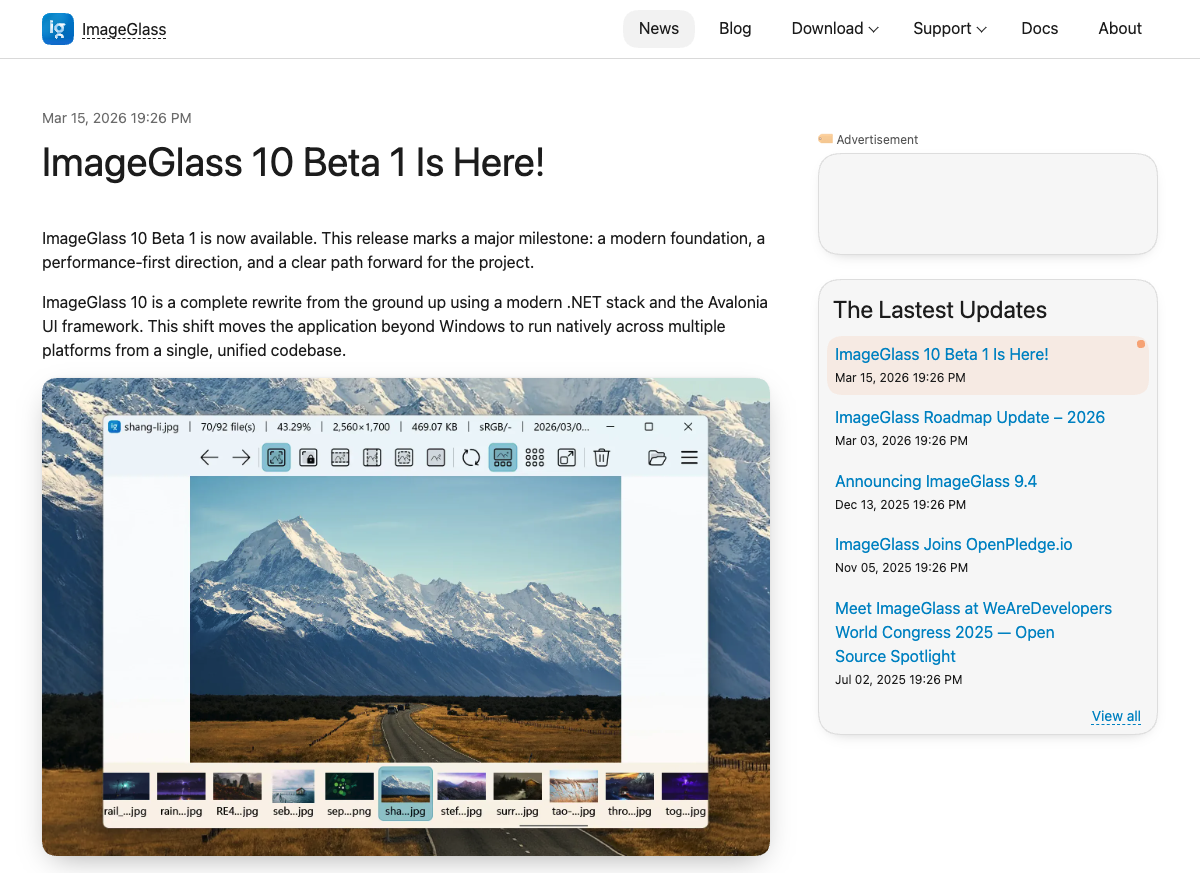 ImageGlass 10 Beta 1 发布：十五年来最大重构，首次支持 macOS 和 Linux 封面