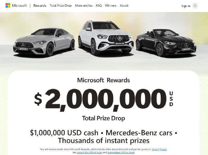微软砸 200 万美元为 Edge 拉新：头奖 100 万美元现金加奔驰汽车 封面