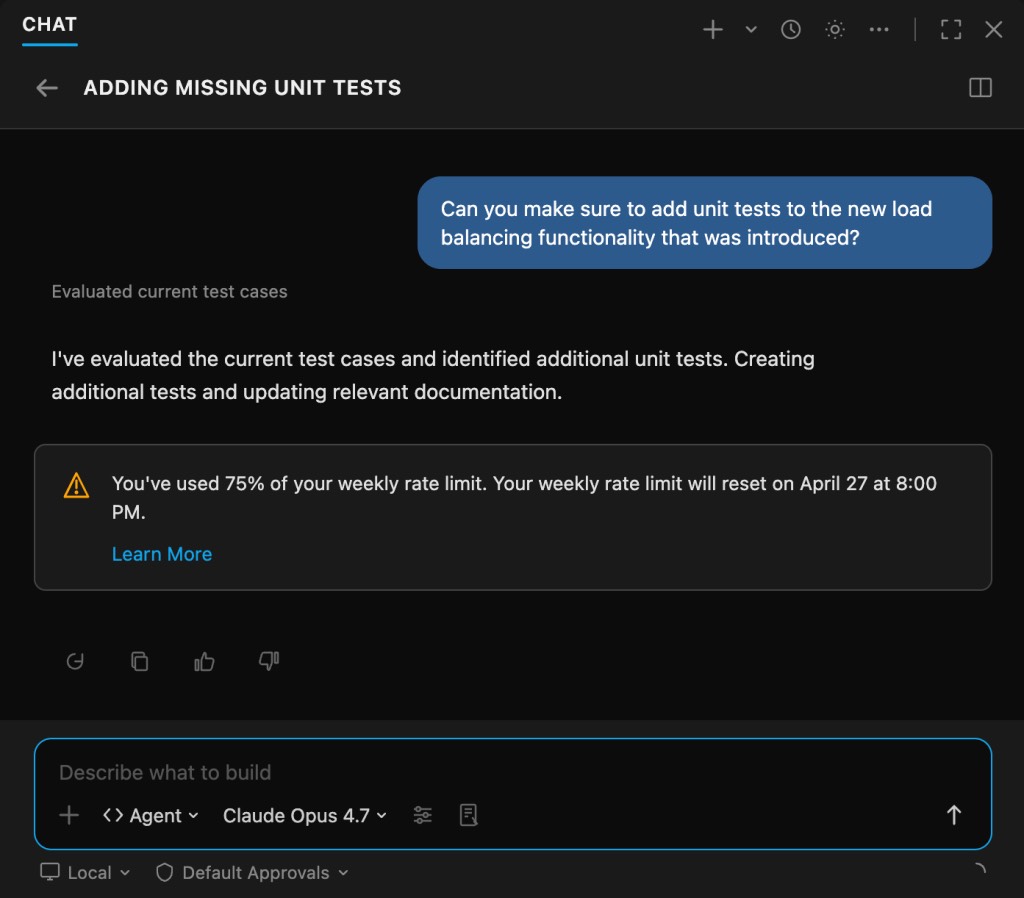 VS Code 中的用量限制提示