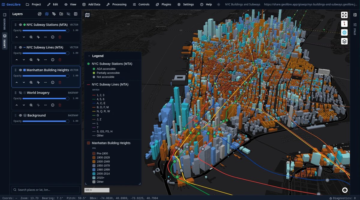 GeoLibre NYC 建筑 3D 可视化