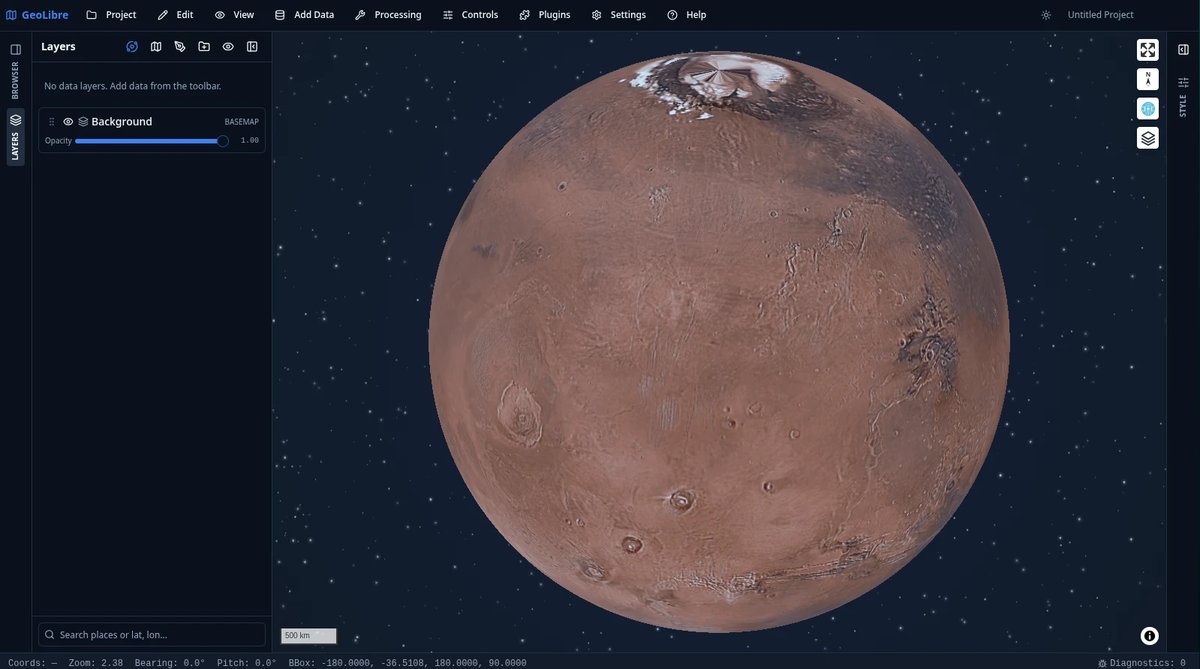 GeoLibre 火星全球视图