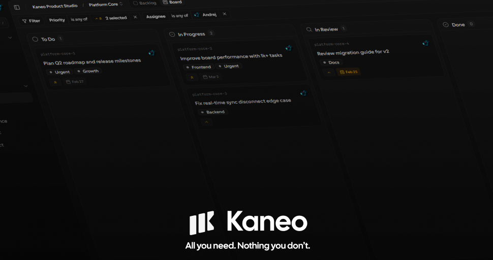 Kaneo 官方 Dashboard 看板截图