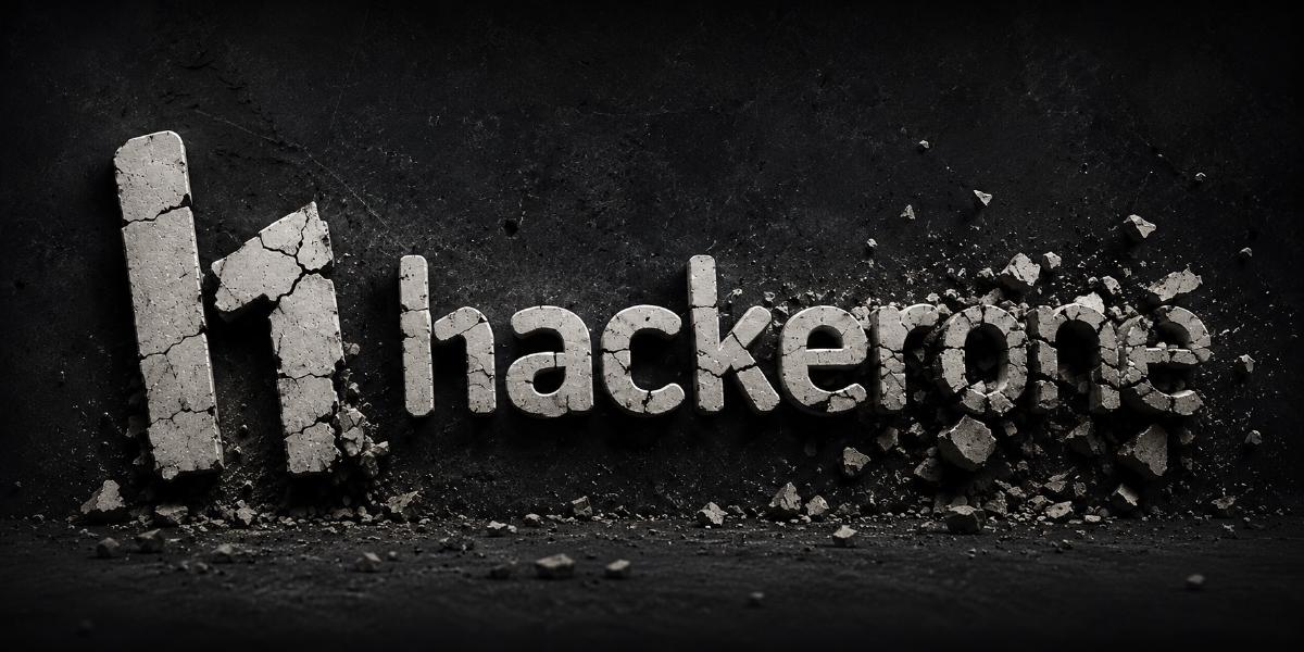 HackerOne 的品牌视觉，文字呈现碎裂效果