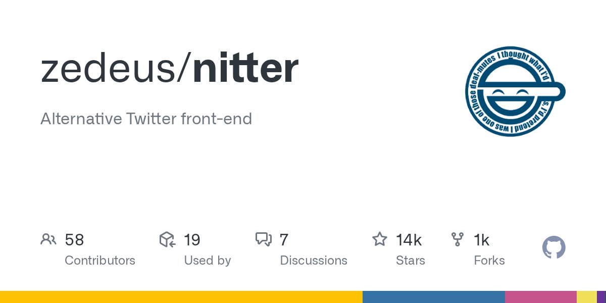 zedeus/nitter 仓库卡片:14k stars,项目未归档