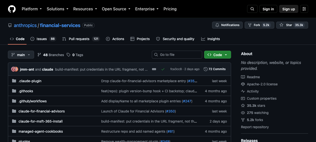 仓库页面:72 Commits,5.2k Forks