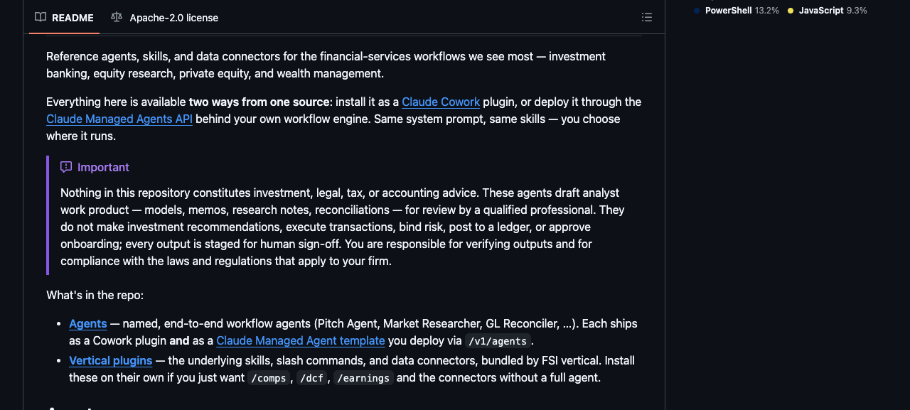 README 的免责声明:产出物全部停在人工签核前