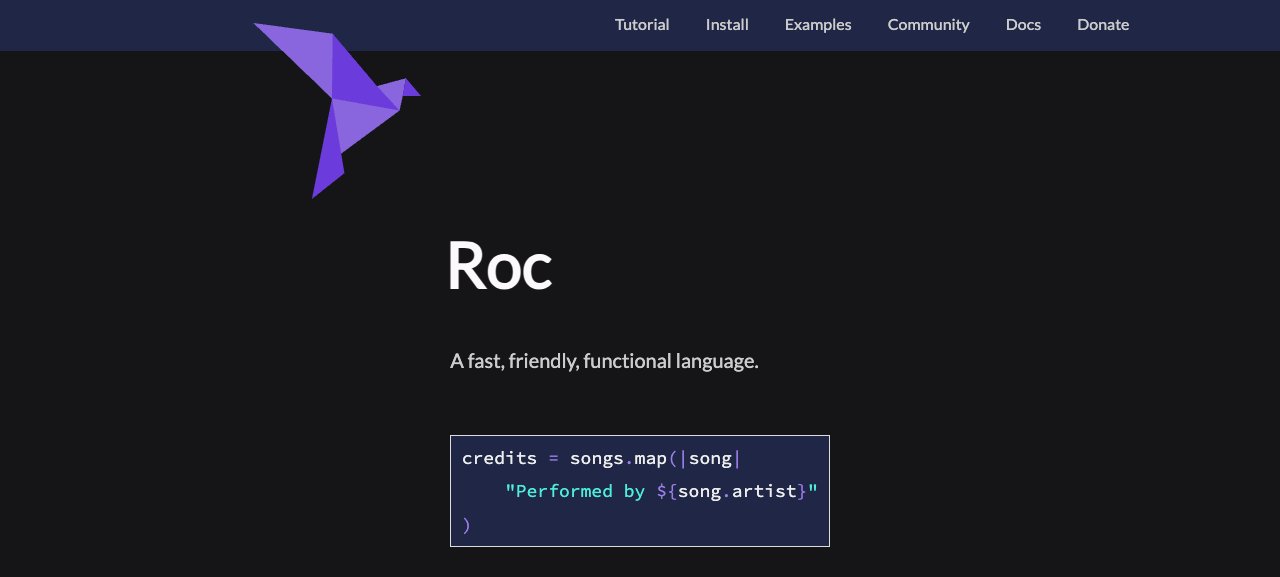 Roc 语言官网:A fast, friendly, functional language