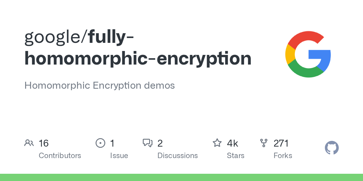 google/fully-homomorphic-encryption 仓库卡片