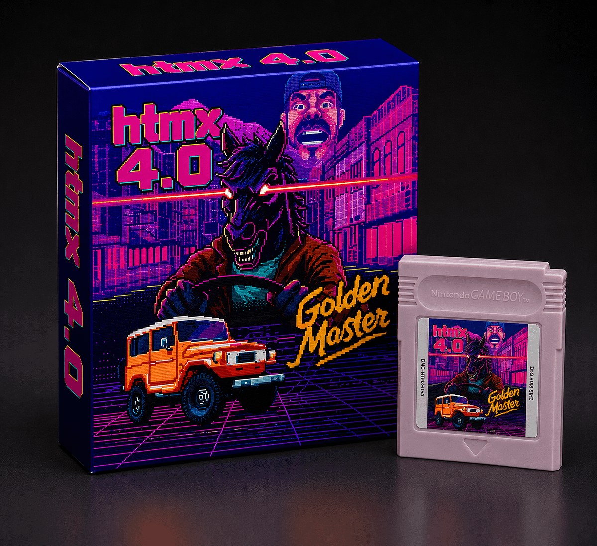 htmx 4.0 官方周边:Game Boy 卡带 Golden Master