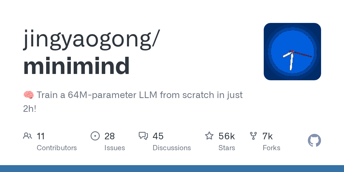 minimind GitHub 仓库卡片