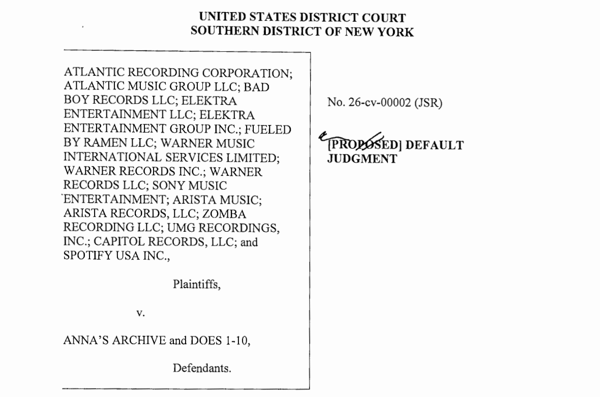 Anna's Archive 被判赔偿 Spotify 及唱片公司 3.22 亿美元